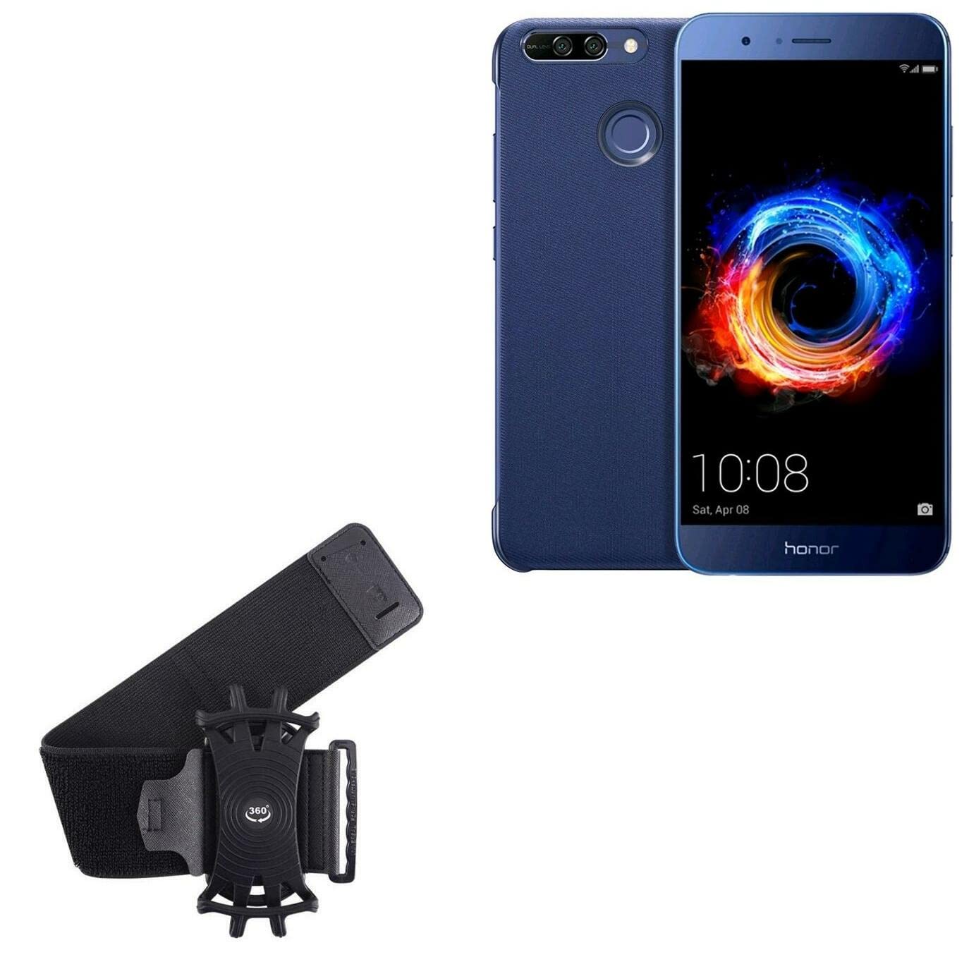 BoxWave Holster Compatible with Honor 8 Pro - ActiveStretch Sport Armband, Adjustable Armband for Workout and Running - Jet Black