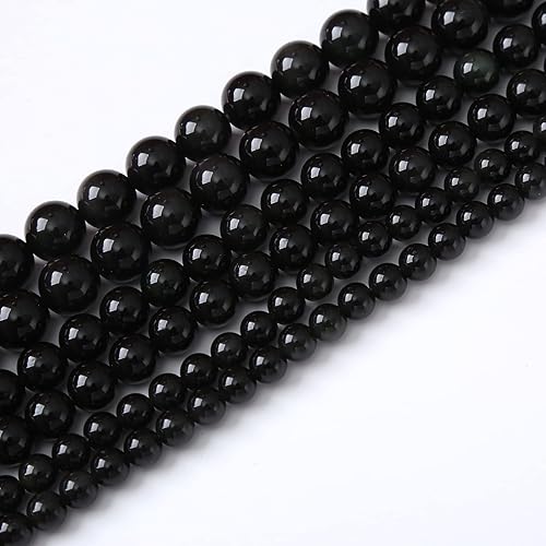Cuentas redondas sueltas de obsidiana negra de 023 pulgadas 0236in cuentas de gemas naturales de cristal energético para hacer joyas pulseras y