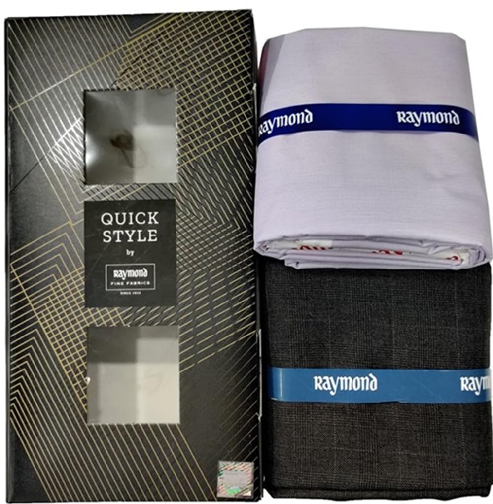 raymond fabrics Raymond Quick Style Shirt & Trouser Fabric Set for Men | Checked Shirt Fabric with Plain Pant Material | Premium Box Packaging | Formal Wear Combo (Multi)-picture-44