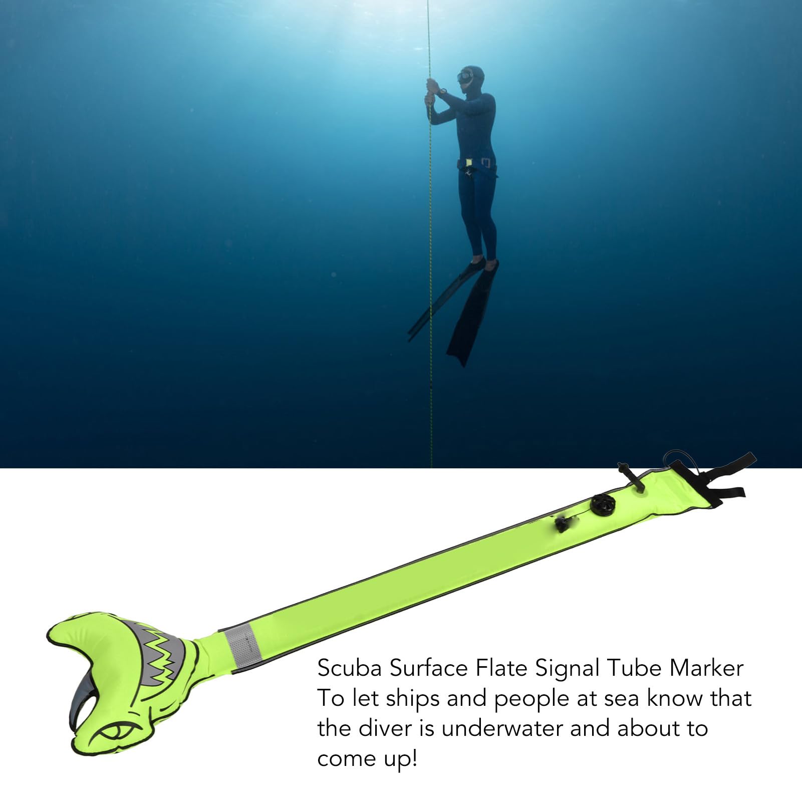 Boa di segnalazione di superficie Boa di sicurezza gonfiabile per immersioni subacquee Squalo martello Boa di segnalazione ad alta visibilità per lo snorkeling Pesca subacquea
