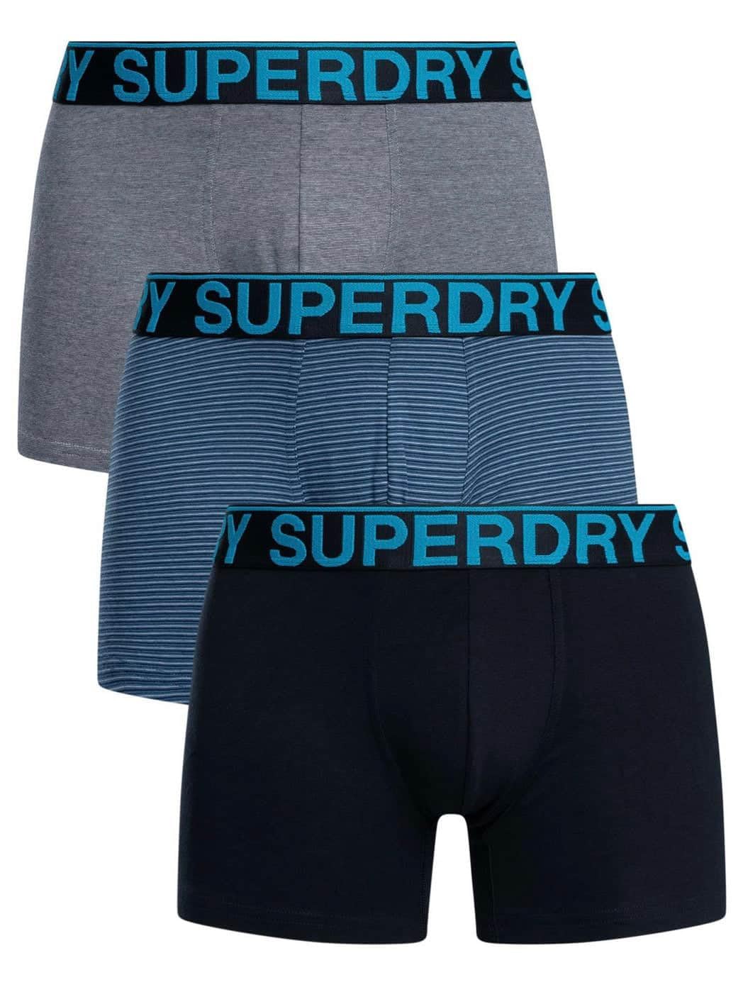 Superdry Bleu Boxer Shorts (X3)