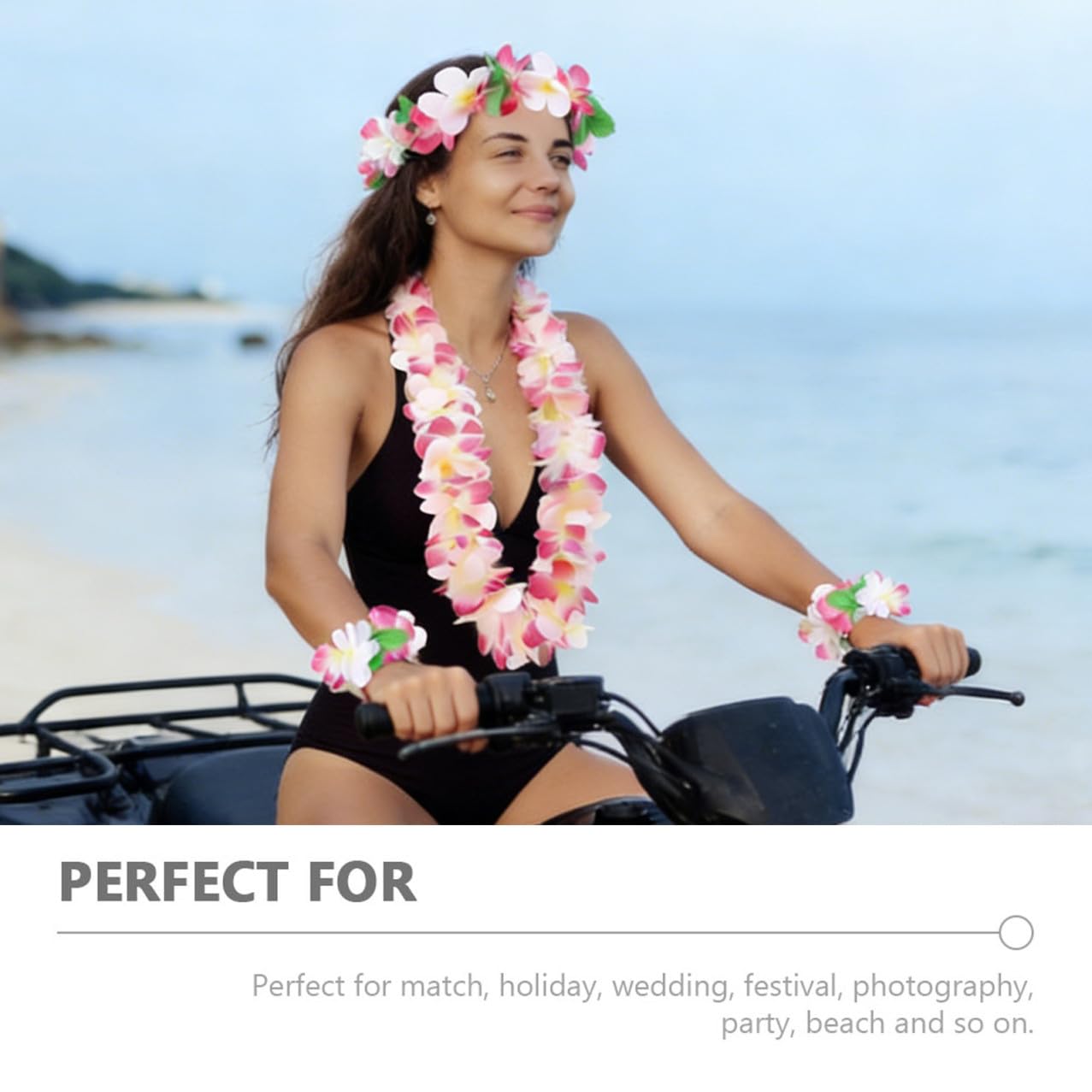STOBOK 2juegos Hawaiano Leis Collar Diadema y Pulsera De Flores Para Fiestas Tropicales Decoración De Eventos Cumpleaños y Luau