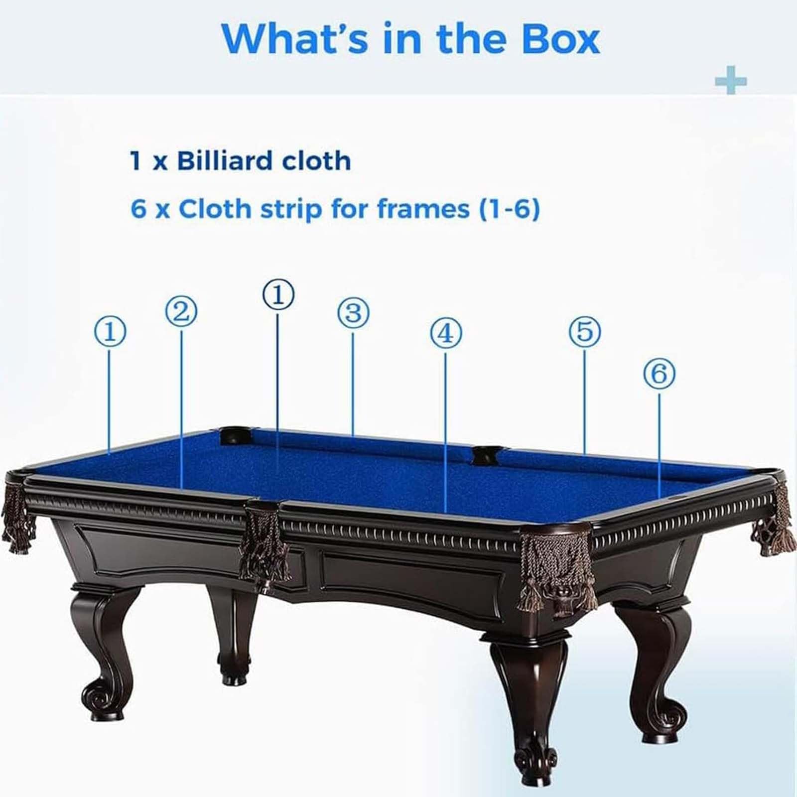 Generisch Billardtuch Billard Stoff Billardtisch Filz Billardtuch für 7ft 8ft und 9ft Pooltische Billardtischfilz Mattenstreifen Bar Hotel Professionelle Billardtischdecke,Blau,8Ft