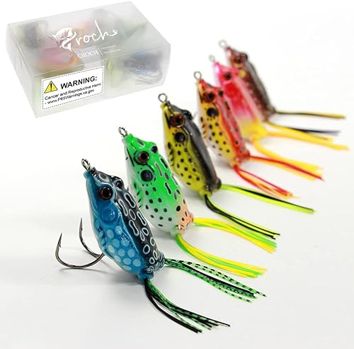 Miniatura 6 de Croch, kit de señuelos de rana de cuerpo hueco para superficie, no se atascan en los yuyos (18 unidades)