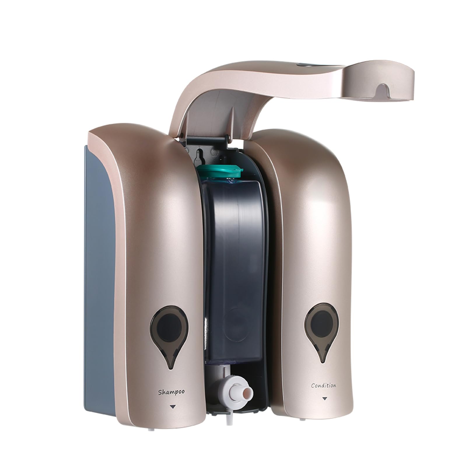 Domary Dispenser di Sapone Manuale a 3 Camere Elegante Scatola per Shampoo Liquido Montata a Parete per Bagni di Hotel Capacità 10,2 Once (Champagne Oro)