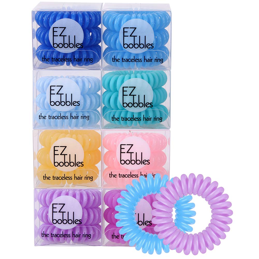EZbobble 24PCS Spiral Hair Ties No Crease，Coil Hair Ties for Women and Girls Plastic Hair Ties Spiral Multicolor Series (Candy-1)