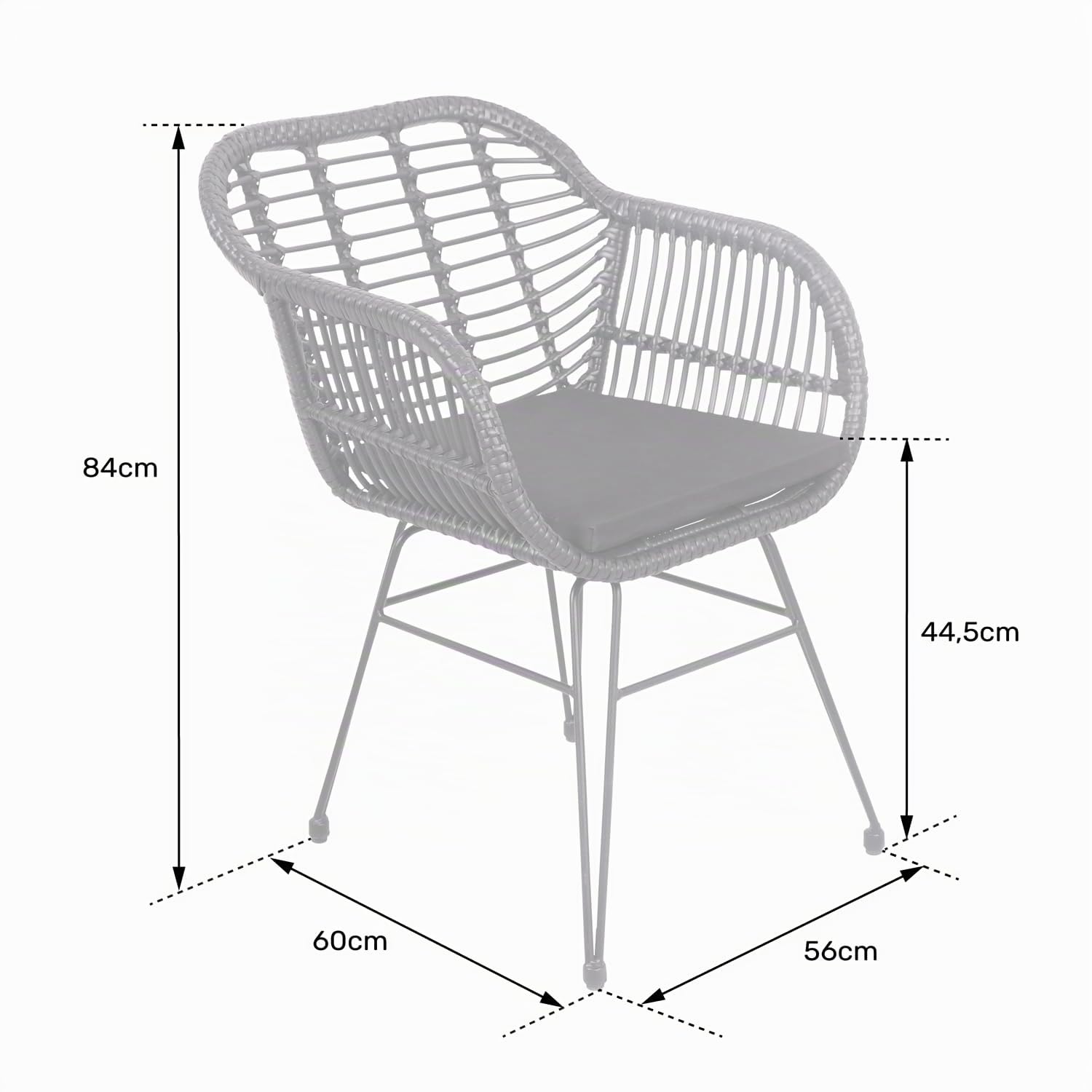 Happy Garden Set di 2 poltrone Cinta in Rattan Sintetico con Cuscini, Resistenti ai Raggi UV e idrorepellenti