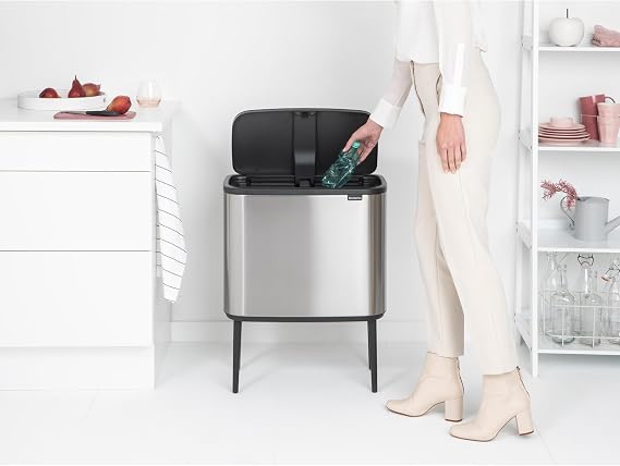 Brabantia Bo Touch Bin - 36L Inner Bucket (Matt Steel Fingerprint Proof) Waste Kitchen Bin - Soft-touch