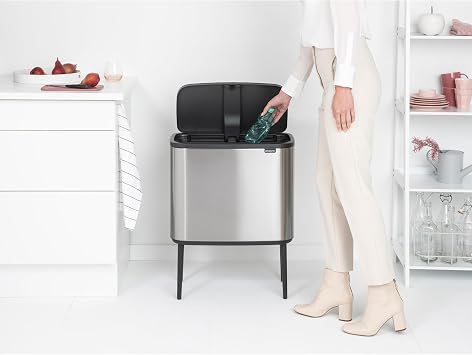 Brabantia Bo Touch Bin - 36L Inner Bucket (Matt Steel Fingerprint Proof) Waste Kitchen Bin - Soft-touch