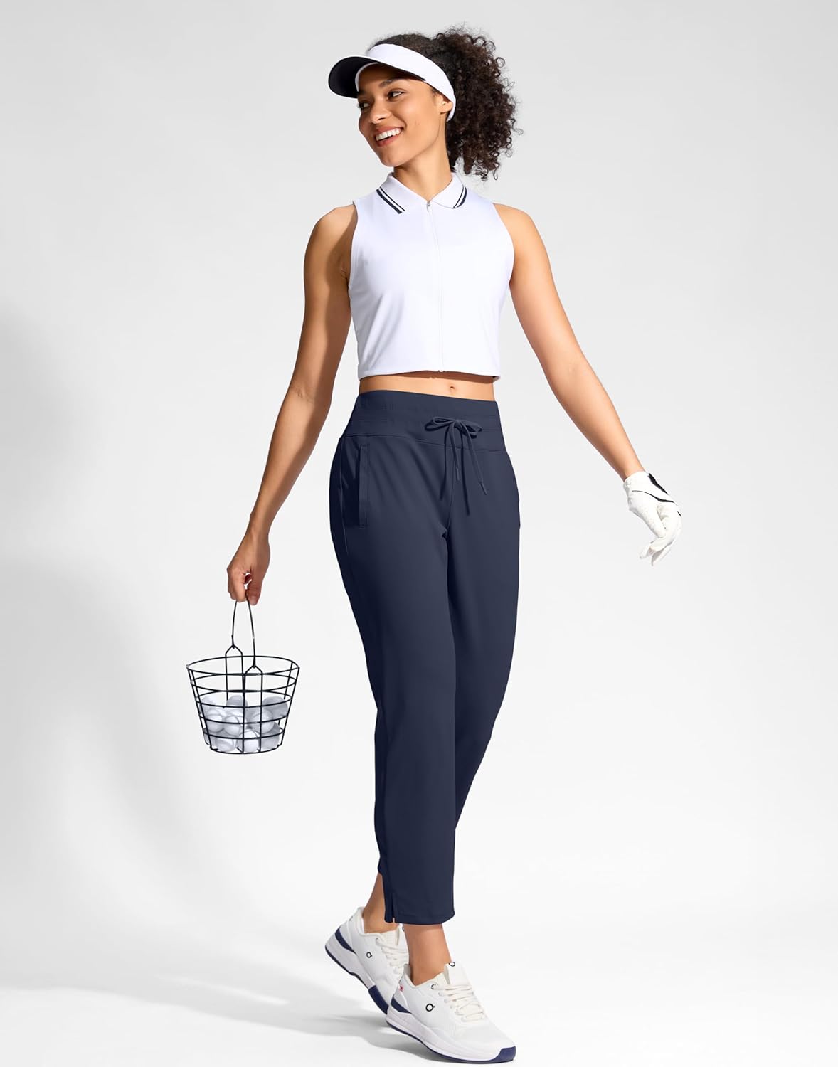 YYV Women's Pants with 3 Pockets High Waisted Golf Athletic Pants 7/8 Stretch Ankle Pants for Women Workout Travel Casual - Image 3