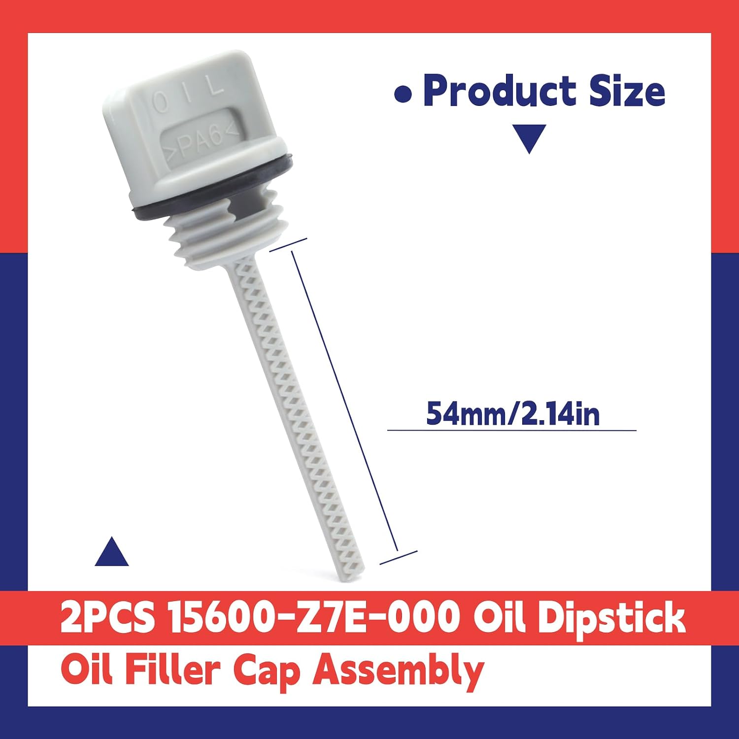 2PCS 15600-Z7E-000 Oil Dipstick Replacement for Honda GX390 GX270 GX340 Engine Oil Filler Parts, Oil Filler Cap Assembly Gray