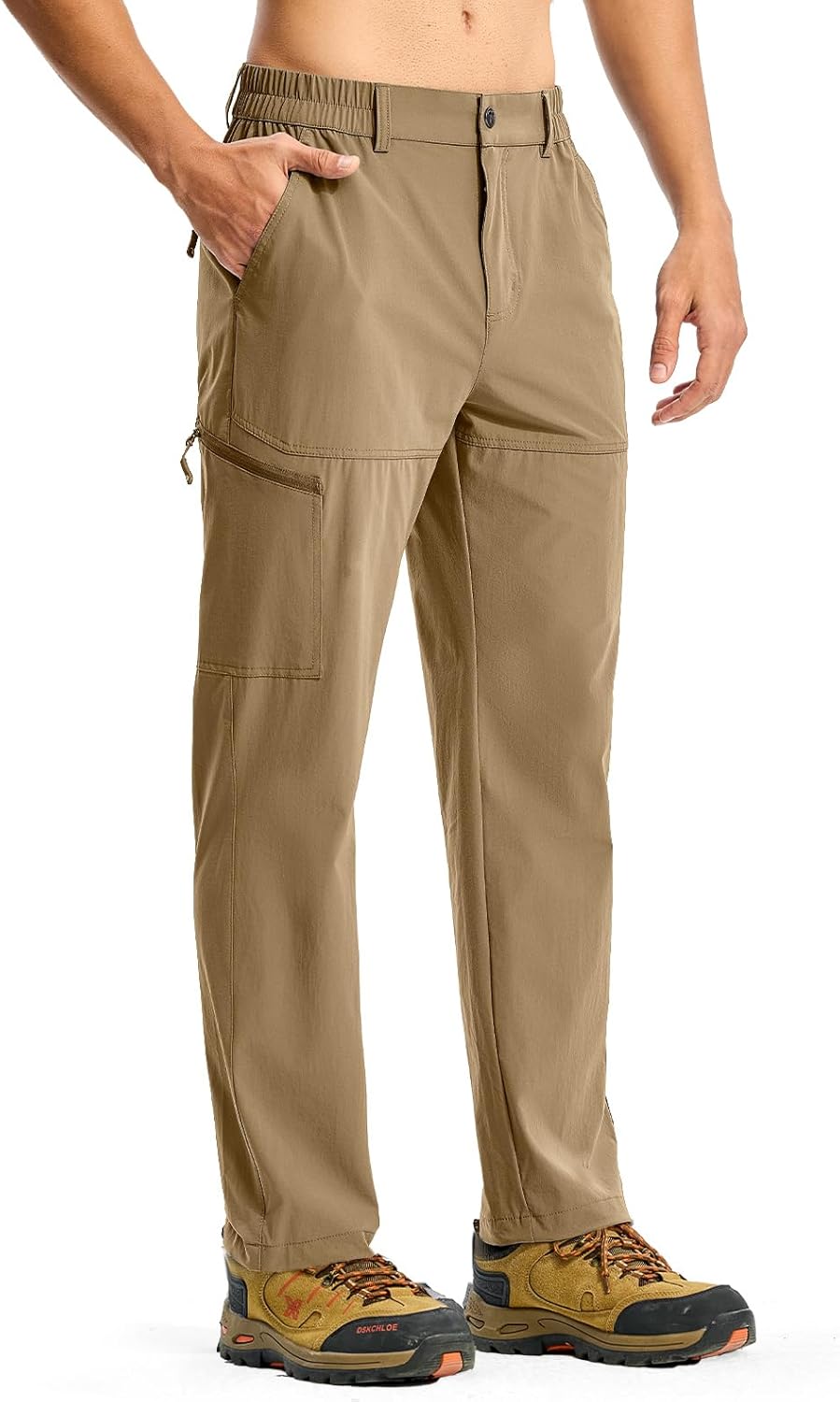 BGOWATU Men's Lightweight Hiking Travel Pants Quick Dry Water Resistant Athletic Joggers Zipper Pockets Cargo Workout Casual