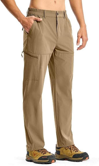 BGOWATU Mens Lightweight Hiking Travel Pants Quick Dry Water Resistant Athletic Joggers Zipper Pockets Cargo Workout Casual