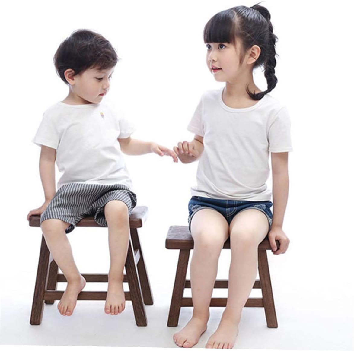 1pc Wooden Boys and Girls Bathing Stool Small Stool for Boy Girl and Furniture Step Household