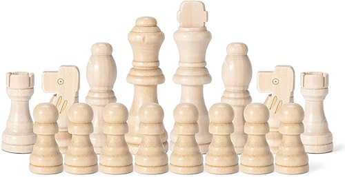 Miniatura 5 de Solo piezas de ajedrez de madera, 32 piezas de ajedrez de madera Staunton con rey de 3.15 pulgadas, peones de juego de ajedrez para juego de mesa de