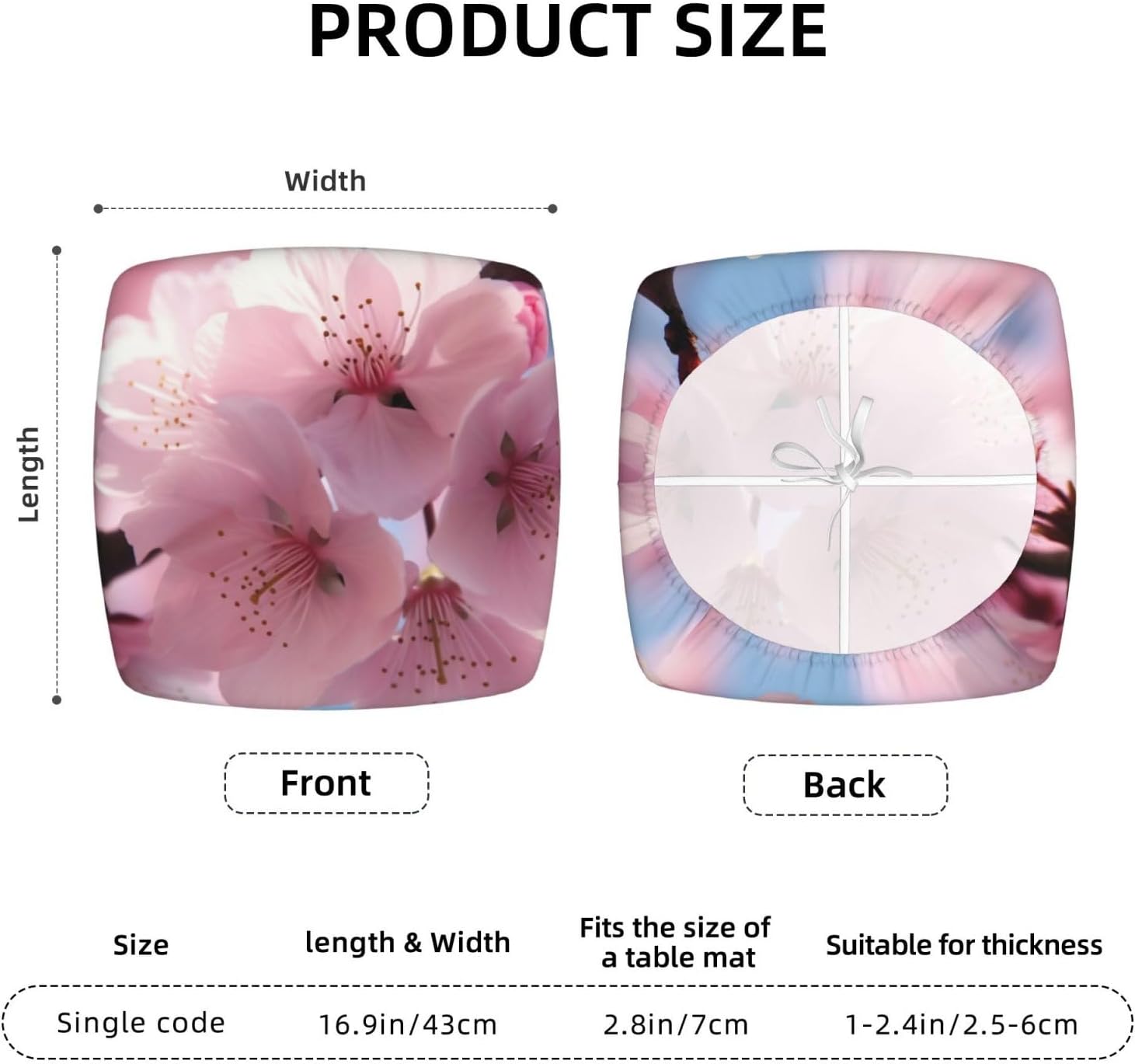 Cherry Blossoms Print Square Cushion Covers 6 Pcs Set Elastic Non-Slip Seat Cushion Slipcovers Pet Furniture Protectors for Chair, Sofa