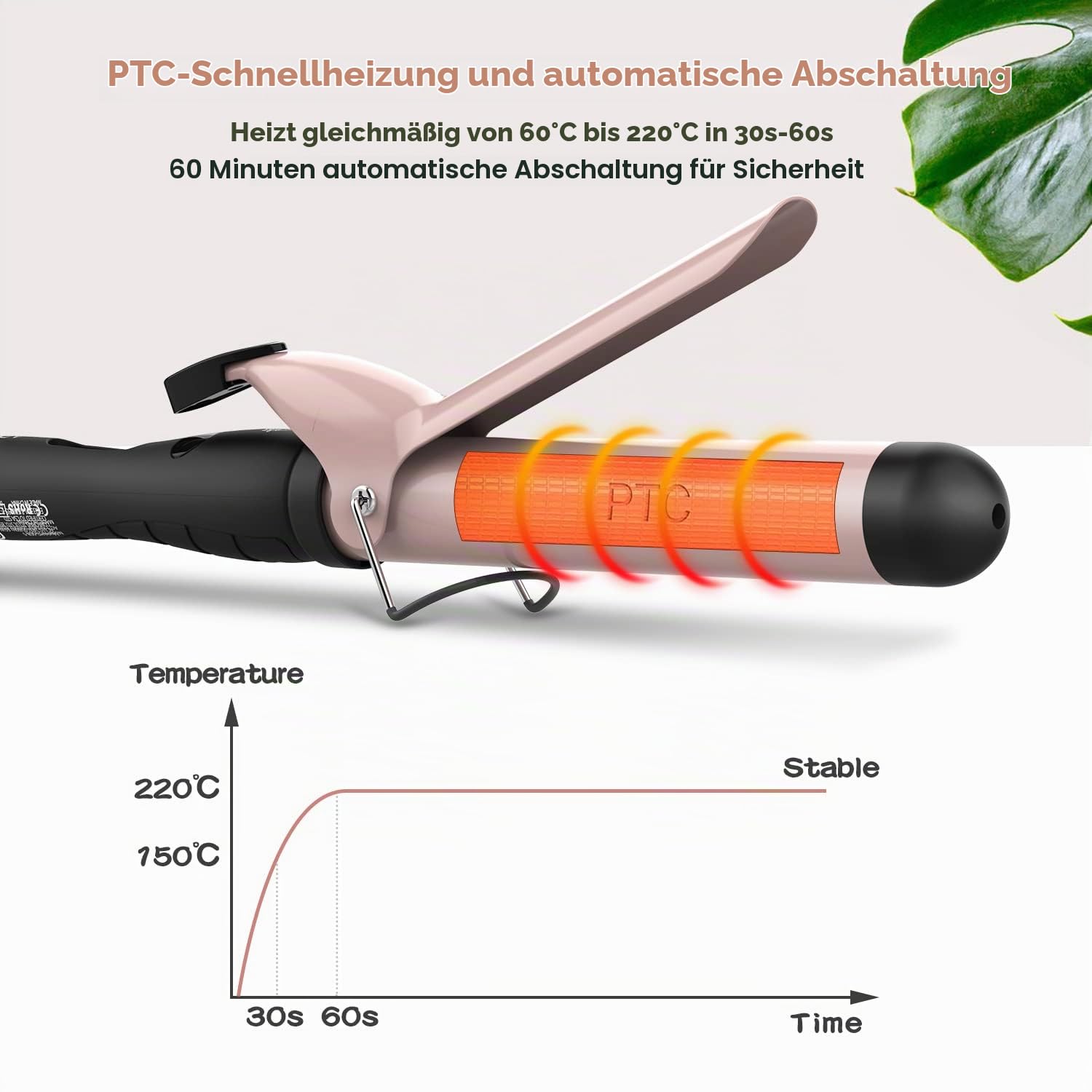 Lockenstäbe, 1,25Zoll 32mm Keramik Lockenstab Schnelles Aufheizen