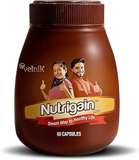 Nutrigain Plus Ayurvedic Weight Gainer Supplement Capsules |Not Tablet| Support Healthy Muscle Mass Gain for Men Women Female - 60 Capsule