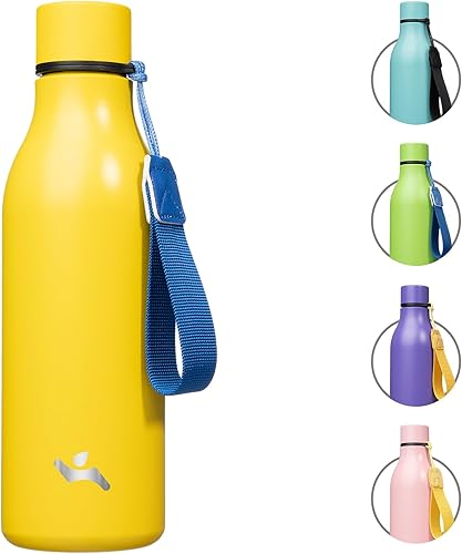 Miniatura 37 de Botella de agua aislada con correa, botella de acero inoxidable de doble pared de 25 onzas, botella de agua al vacío, botella de metal, rosa claro