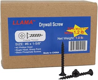 Fastener Drywall Screws #6x1-5/8” - Coarse Threaded Black Phosphate Screws, Pay 1.0LB Now GET 1.2LB