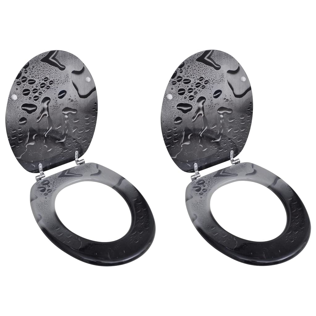 Set di 2 sedili anteriori per WC con coperchi in MDF a goccia d'acqua 02_0002952