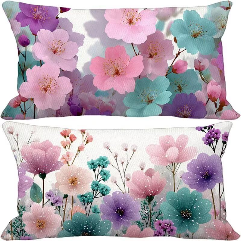 Housse de coussin exterieur de qualite superieure au design floral lilas elegant