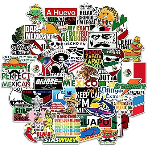 Mexican Hard Hat Stickers [50pcs] Mexico Pride - Funny Vinyl Sticker for Tool Box Hardhat Helmet Hood Bumper Laptop Water Bottle, Patriotic Decals for Adults Essential Construction Workers Cover