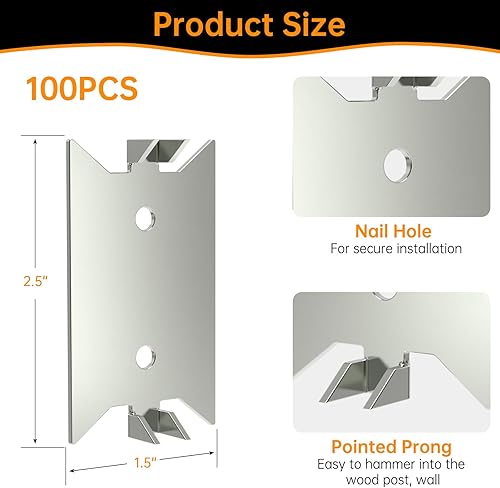 Miniatura 8 de FOROIRON Paquete de 200 placas de clavo para tachuelas de madera, placa protectora de alambre de cable, protector de placa de protección antiuñas,