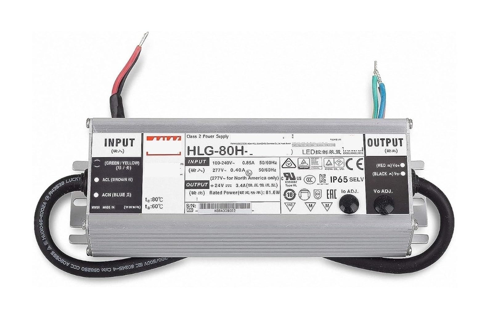 Alimentation à découpage HLG-80H-36A pour rail Din 80W
