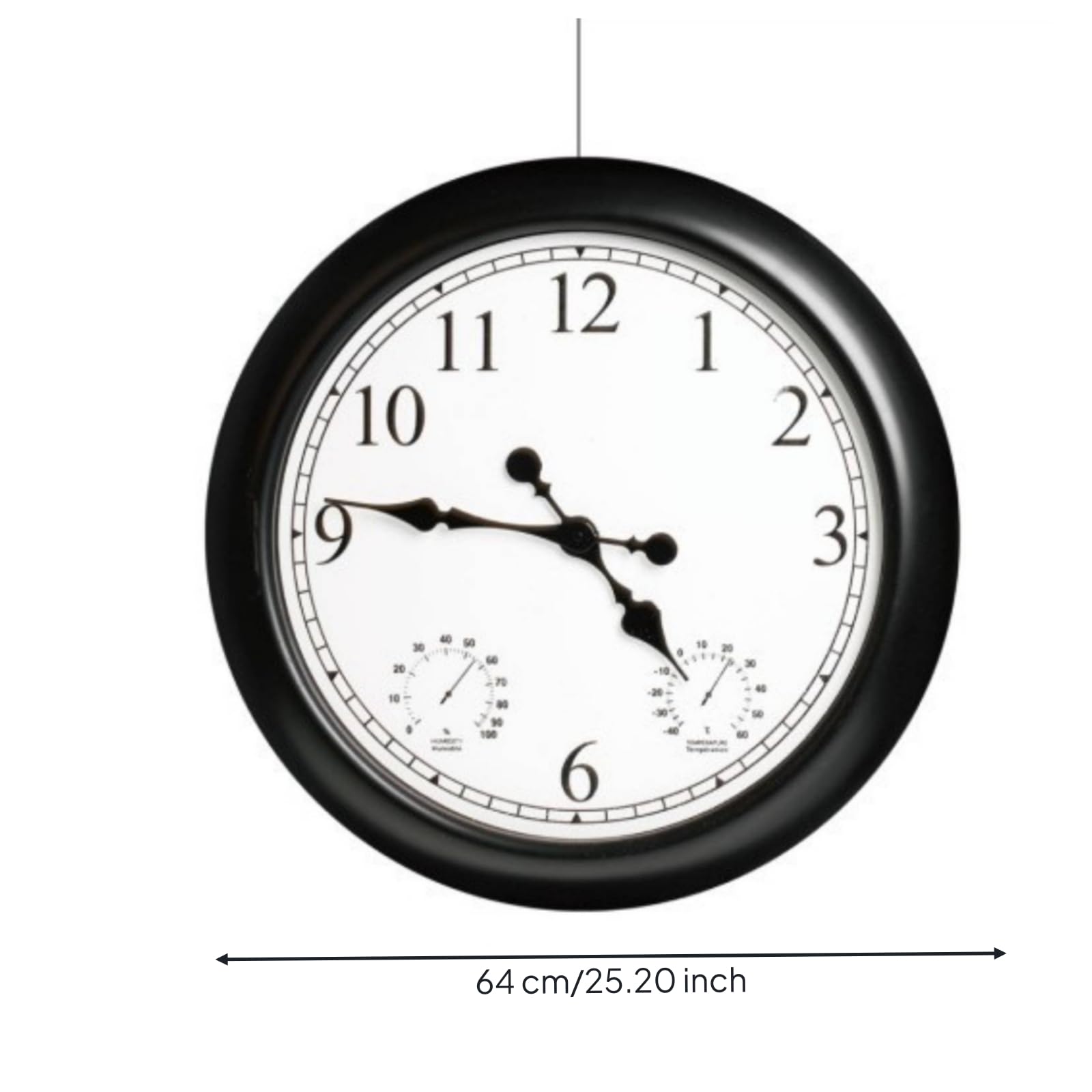 KESOTO Orologio da Parete Esterno Grande con Numeri Lancette Nere Quadrante Bianco Leggibile Termometro E Igrometro Integrati Materiale Plastica E Vetro Adatto a Giardino Balcone Cucina Caffetteria