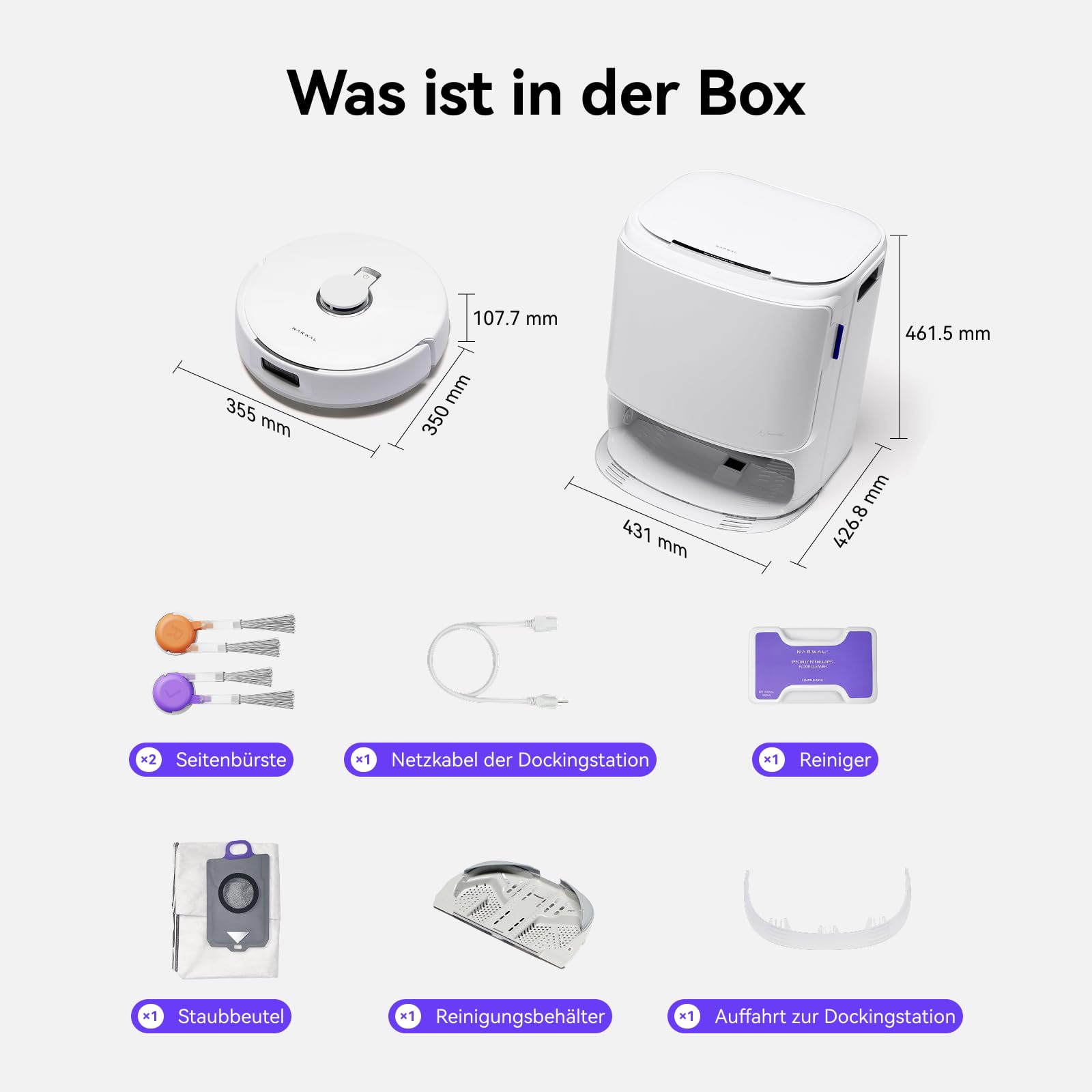 NARWAL Freo Z10 Saugroboter mit Wischfunktion, 15.000 Pa, 75°C heißes Wasser Mop Waschen, Auto-Trocknung Entleerung, Intelligente Hindernisvermeidung, Anti-Tangle-Bürsten Für Tierhaare