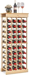 TANGZON 40 Bottles Wine Rack, 10-Tier Freestanding Wood Wine Storage Holder with Tabletop, Wine Bottle Display Shelf Organizer for Home Bar Kitchen Dining Living Room, Natural