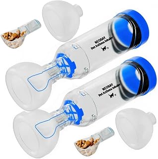Neobay Cat Inhaler Spacer with Unique Panic Soother & Sensitive Breath Indicator – Designed for Cats with Asthma & Respiratory Issues, Includes 2 Cat Inhaler Masks Blue 2 Packs