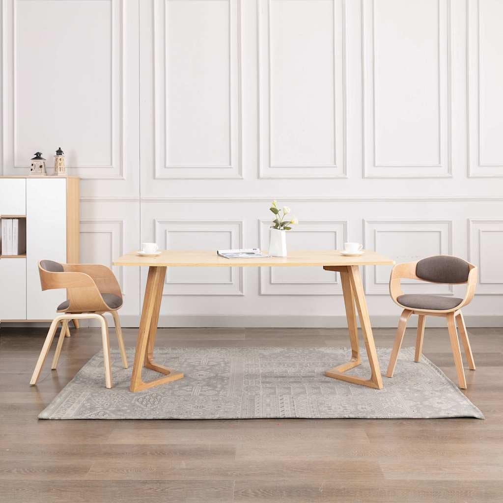 Esszimmerstühle 2 STK Bugholz mit Taupe Stoffbezug gepolstert Armlehnstuhl ergonomisch robust Sitzmöbel für Essbereich Küche Wohnzimmer Gästezimmer