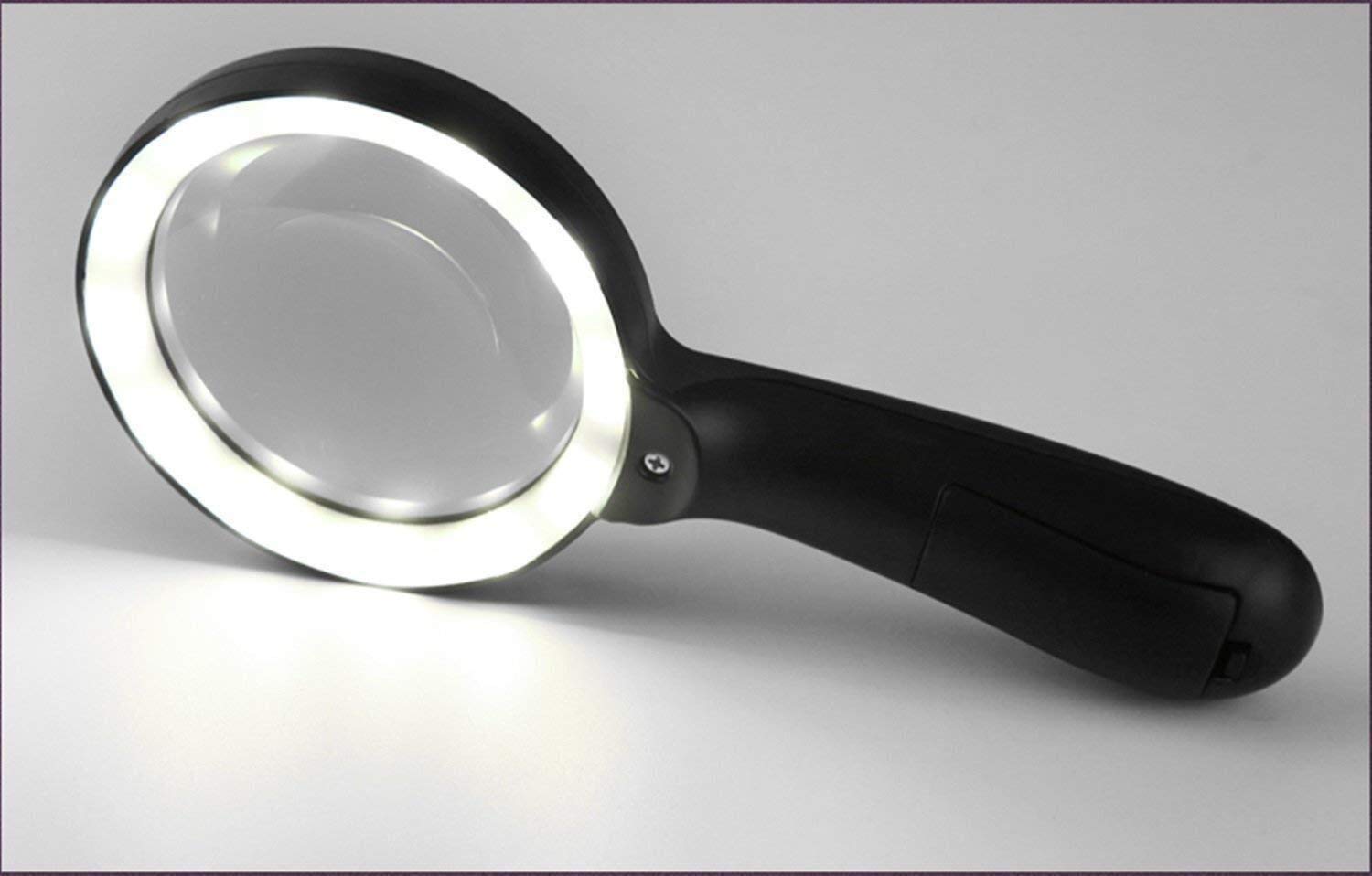 MRKU Loupe, à Main avec lumières LED pour Les Personnes âgées pour Lire Loupe de Lecture Cadeau Haut de Gamme 10X Lupe