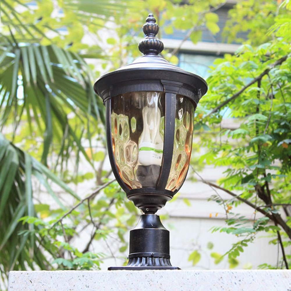 IP33 European Style Creative Retro Post Lamp Outdoor Waterproof Patio Lights Wall Lamp Landscape Lamp Courtyard Garden Villa Wall Door Post Pier Lights (Size : 18.5 * 43CM) (18.5 * 43CM)