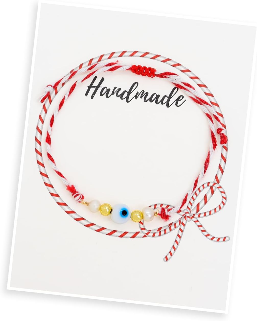 Evil Eye Freshwater Pearl Protection Bracelets for Women, Handmade Red Braided String Adjustable Gold Beads Bracelet Holiday Christmas Jewelry Gifts.