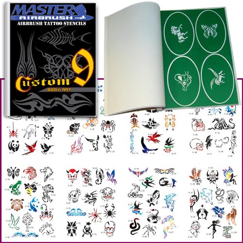 Buy ABD TATSET9 AIRBRUSH TATTOO STENCILS SET 9 REUSEABLE TATTOO