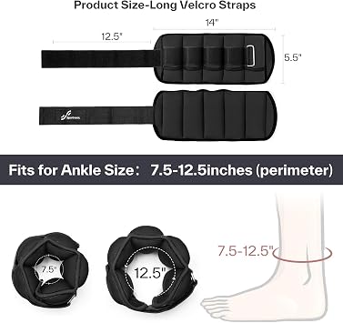 Sportneer Adjustable Ankle Weights Set - 1 Pair (2-10 lbs) Removable Sandbags for Women & Men, Comfortable Neoprene Leg Weights for Walking, Running, Pilates, Yoga, Home Workout & Physical Therapy