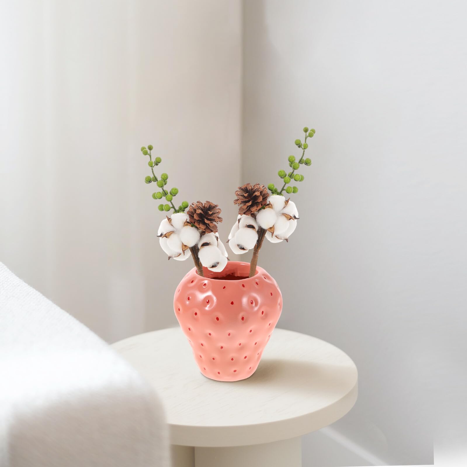 Branches de Coton Séchées 4 Pcs Vertes Tiges de Fleurs Naturelles pour Vase Décoration de Fleur Automnale Rustique Bouquets DIY Centre de Table Salon Chambre
