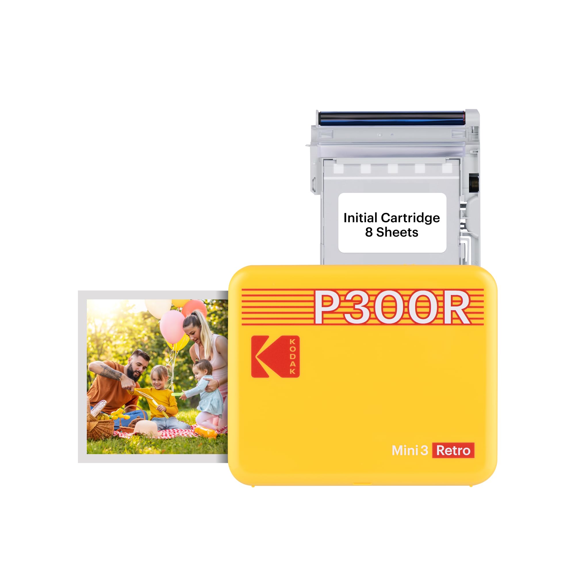 KODAK Mini 3 Retro 4PASS Stampante Fotografica Portatile Giallo (7.6x7.6cm) + 8 Fogli