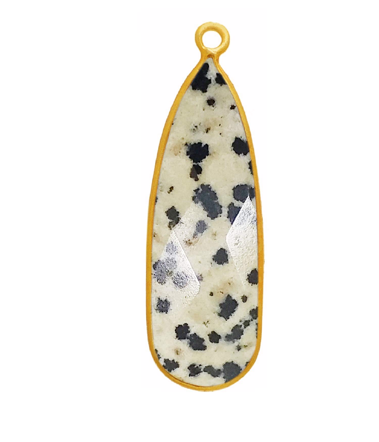 Dalmatian Jasper Gemstone Necklace for Jewelry Making - Pear Teardrop Waterdrop Faceted Pendant Dalmatian Jasper Jewelry Bracelet Connector