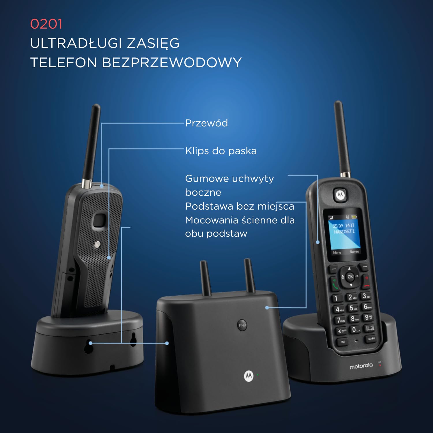 Motorola O201 Téléphone DECT Identification de l'appelant Noir