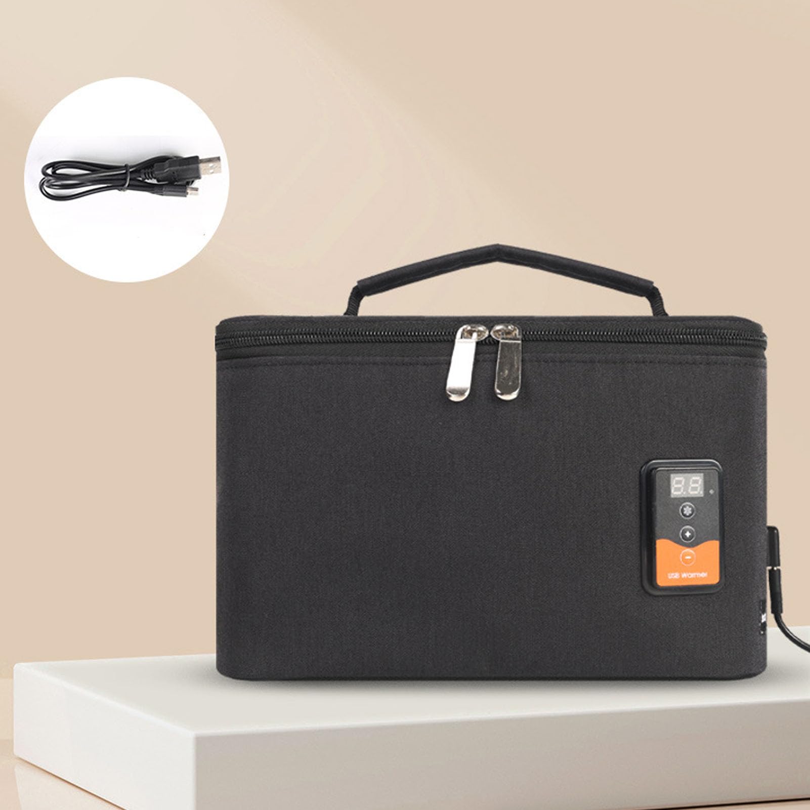 KKPLZZ Borsa Scaldabiberon per Auto USB, Scaldabiberon Portatile Isolato con Temperatura Regolabile per Viaggi e Alimentazione All'aperto