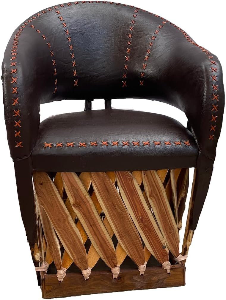 Furniture Equipal Rustico Charro Style Chair with Crosses 100% Original Leather, Made in Mexico by Equipales San Jose Ideal for Home, Bar, Restaurant, Office, Hotel, Garden, Living Room (Coffee)