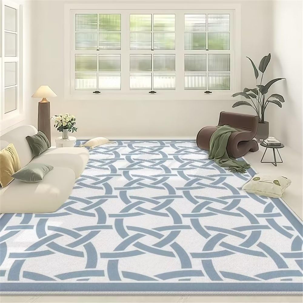 Tapis de chambre anti-acariens sain à rayures bleues 60x90
