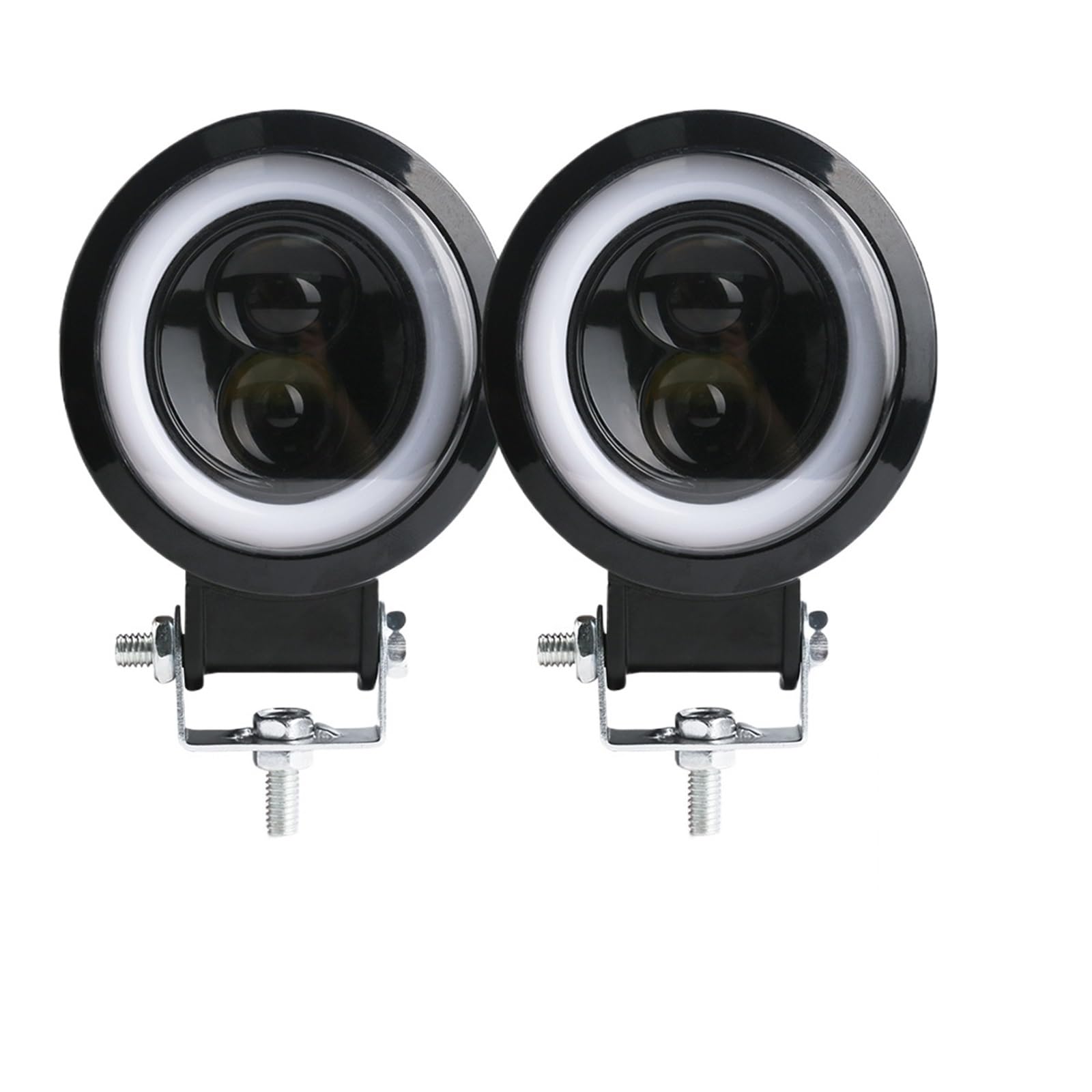 LED Oświetlenie pomocnicze 3-calowe Robocze LED ATV SUV 12V 24V | Kwadratowy Okrągły Reflektor Samochodowy Halo Do Motocykla Angel Eyes Światła Do Jazdy(2pcs white and blue)
