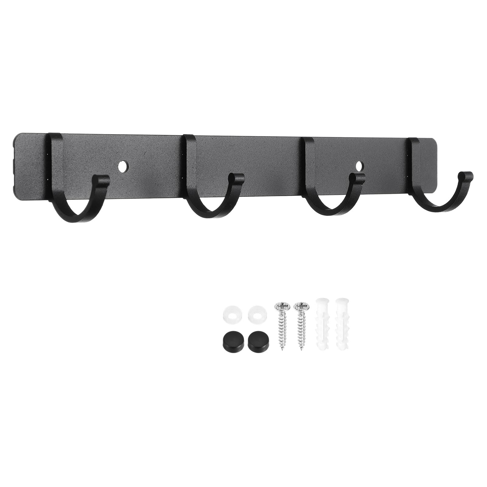 sourcing map Towel Hook Rack, 10 Inch Wall Mount Coat Rack No Drill Wall Mount Hooks Wall Clothes Hanger Rustproof for Bathroom Kitchen Bedroom, Black(4 Hooks)