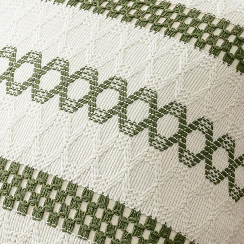 Image of MIULEE Set of 2 Moss Green Boho Decorative Pillow Covers 20x20 Inch | Farmhouse Couch Throw Pillows Modern Summer Cotton Cushion Covers Macrame Woven Spring Decor for Bed Sofa Chair