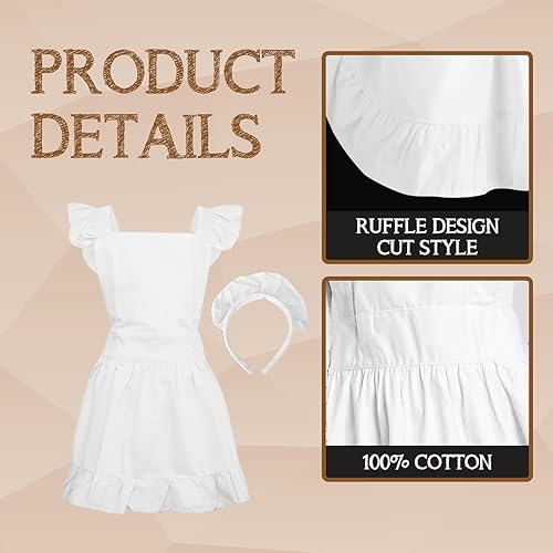 Miniatura 3 de Retro Ruffle Apron, Christmas Adjustable Cotton Apron, Adults & Kids Maid Costume